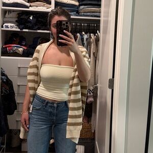 Striped Beige and Cream Cardigan